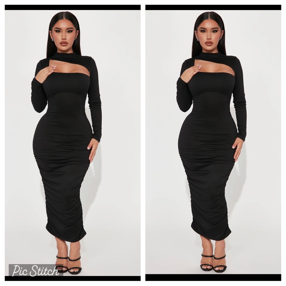 Black Midi Cutout Dress